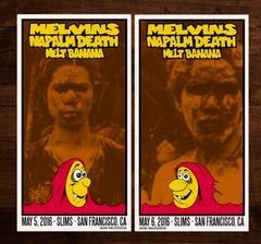 MELVINS / NAPALM DEATH - San Francisco 2016 handbill set by Alan Forbes