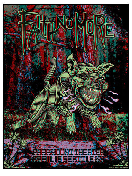 FAITH NO MORE - Seattle 2015 (3D poster w/glasses) by John Howard