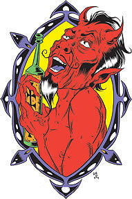DRINKIN' DEVIL - sticker by Alan Forbes